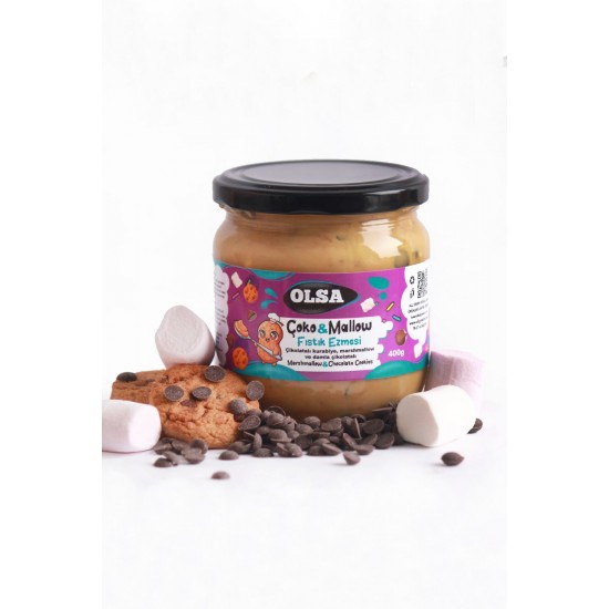 OLSA: ÇOKO & MALLOW | Çikolatalı Kurabiye, Marshmallow & Damla Çikolatalı Fıstık Ezmesi 400 g