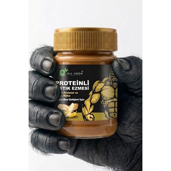 Proteinli Fıstık Ezmesi (Muz) | Fıstık Proteini, Maca Kökü Tozu ile | 325 gr